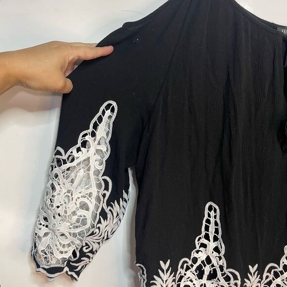 5 for $25🔥INC International Concept Black Cold Shoulder White Lace Blouse XXL - Picture 5 of 7